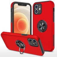 Newface iPhone 12 Kılıf Elit Yüzüklü Kapak - Kırmızı