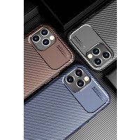 Newface iPhone 12 Kılıf Focus Karbon Silikon - Lacivert