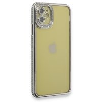 Newface iPhone 12 Kılıf Joke Taşlı Silikon - Gümüş