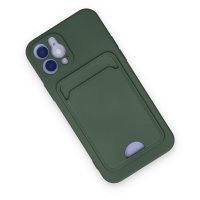 Newface iPhone 12 Kılıf Kelvin Kartvizitli Silikon - Koyu Yeşil