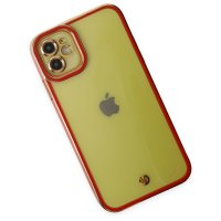 Newface iPhone 12 Kılıf Liva Lens Silikon - Kırmızı