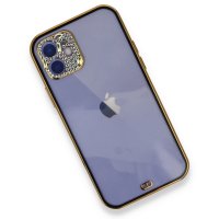 Newface iPhone 12 Kılıf Liva Taşlı Silikon - Siyah