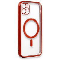 Newface iPhone 12 Kılıf Magneticsafe Lazer Silikon - Kırmızı