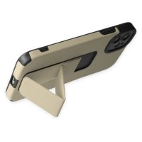 Newface iPhone 12 Kılıf Mega Standlı Silikon - Gold