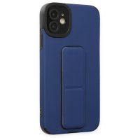 Newface iPhone 12 Kılıf Mega Standlı Silikon - Mavi
