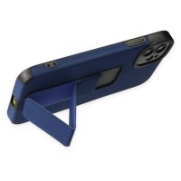 Newface iPhone 12 Kılıf Mega Standlı Silikon - Mavi