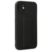 Newface iPhone 12 Kılıf Mega Standlı Silikon - Siyah