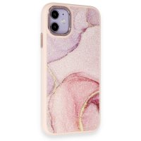 Newface iPhone 12 Kılıf Moda Simli Kapak - Rose