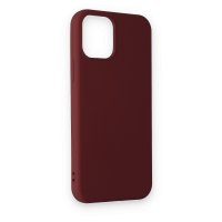 Newface iPhone 12 Kılıf Nano içi Kadife Silikon - Bordo