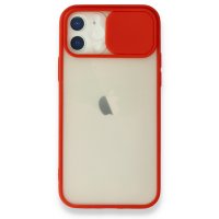 Newface iPhone 12 Kılıf Palm Buzlu Kamera Sürgülü Silikon - Kırmızı
