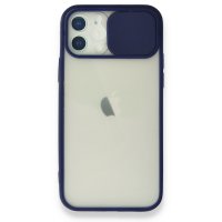 Newface iPhone 12 Kılıf Palm Buzlu Kamera Sürgülü Silikon - Lacivert