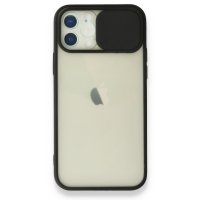 Newface iPhone 12 Kılıf Palm Buzlu Kamera Sürgülü Silikon - Siyah