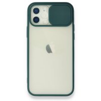 Newface iPhone 12 Kılıf Palm Buzlu Kamera Sürgülü Silikon - Yeşil