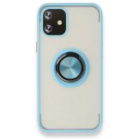 Newface iPhone 12 Mini Kılıf Montreal Yüzüklü Silikon Kapak - Buz Mavi