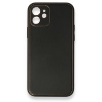 Newface iPhone 12 Mini Kılıf Coco Deri Silikon Kapak - Siyah