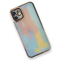 Newface iPhone 12 Mini Kılıf Çiçekli Silikon - Mavi