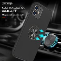 Newface iPhone 12 Mini Kılıf Elit Yüzüklü Kapak - Siyah