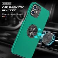 Newface iPhone 12 Mini Kılıf Elit Yüzüklü Kapak - Yeşil