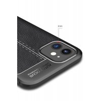 Newface iPhone 12 Mini Kılıf Focus Derili Silikon - Siyah