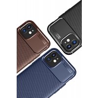 Newface iPhone 12 Mini Kılıf Focus Karbon Silikon - Lacivert