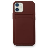 Newface iPhone 12 Mini Kılıf Kelvin Kartvizitli Silikon - Bordo