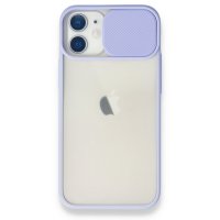 Newface iPhone 12 Mini Kılıf Palm Buzlu Kamera Sürgülü Silikon - Lila