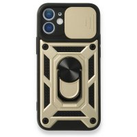 Newface iPhone 12 Mini Kılıf Pars Lens Yüzüklü Silikon - Gold
