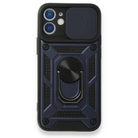 Newface iPhone 12 Mini Kılıf Pars Lens Yüzüklü Silikon - Lacivert