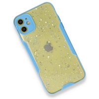 Newface iPhone 12 Mini Kılıf Platin Simli Silikon - Mavi