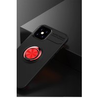 Newface iPhone 12 Mini Kılıf Range Yüzüklü Silikon - Siyah-Kırmızı