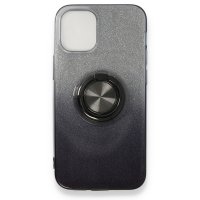 Newface iPhone 12 Mini Kılıf Simli Yüzüklü Silikon - Siyah