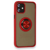Newface iPhone 12 Mini Kılıf Montreal Yüzüklü Silikon Kapak - Kırmızı