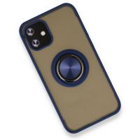 Newface iPhone 12 Mini Kılıf Montreal Yüzüklü Silikon Kapak - Lacivert