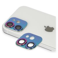 Newface iPhone 12 Mini Pers Alüminyum Kamera Lens - Rainbow