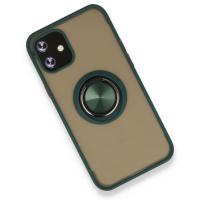 Newface iPhone 12 Mini Kılıf Montreal Yüzüklü Silikon Kapak - Yeşil