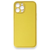 Newface iPhone 12 Pro Max Kılıf Coco Deri Silikon Kapak - Sarı