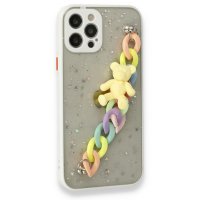 Newface iPhone 12 Pro Kılıf Ayıcıklı Silikon - Beyaz