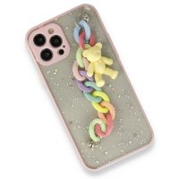 Newface iPhone 12 Pro Kılıf Ayıcıklı Silikon - Pembe