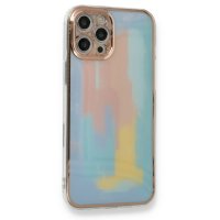 Newface iPhone 12 Pro Kılıf Çiçekli Silikon - Mavi