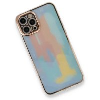 Newface iPhone 12 Pro Kılıf Çiçekli Silikon - Mavi