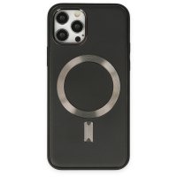 Newface iPhone 12 Pro Kılıf Coco Deri Magneticsafe Silikon - Siyah