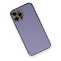 Newface iPhone 12 Pro Kılıf Coco Deri Silikon Kapak - Açık Lila