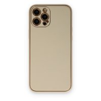 Newface iPhone 12 Pro Kılıf Coco Deri Silikon Kapak - Gold