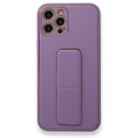 Newface iPhone 12 Pro Kılıf Coco Deri Standlı Kapak - Lila
