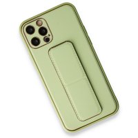 Newface iPhone 12 Pro Kılıf Coco Deri Standlı Kapak - Su Yeşili