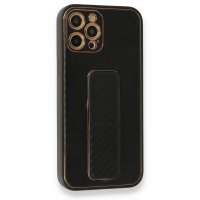 Newface iPhone 12 Pro Kılıf Coco Karbon Standlı Kapak  - Siyah