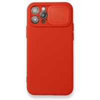 Newface iPhone 12 Pro Kılıf Color Lens Silikon - Kırmızı