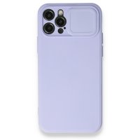 Newface iPhone 12 Pro Kılıf Color Lens Silikon - Mor