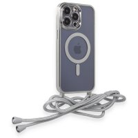 Newface iPhone 12 Pro Kılıf Divo Lazer Askılı Magsafe Kapak - Gümüş