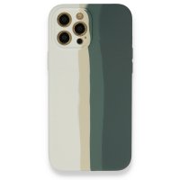 Newface iPhone 12 Pro Kılıf Ebruli Lansman Silikon - Beyaz-Gri